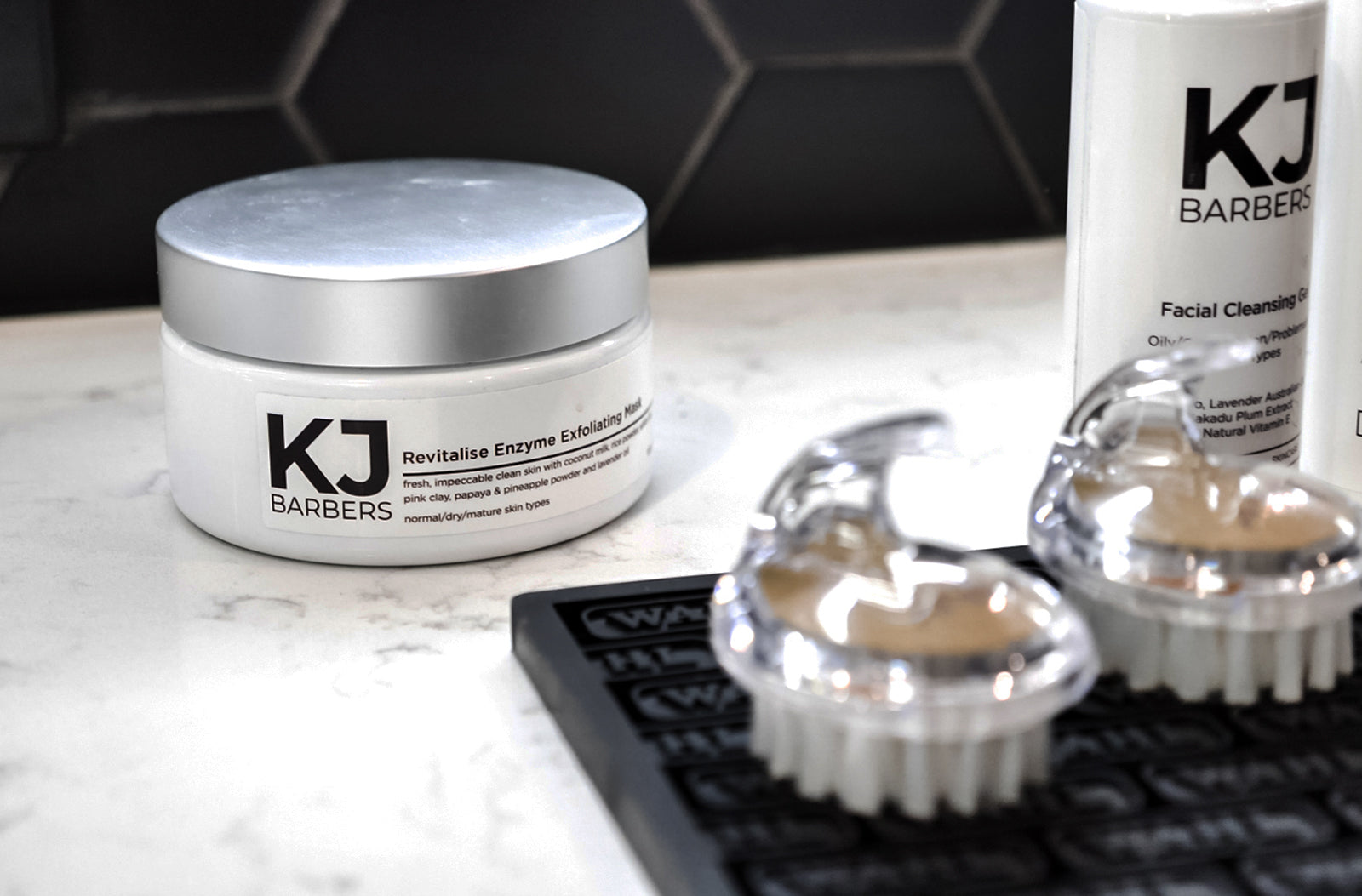 Experience a deep facial skin cleanse using KJ Barbers exclusive cleansing products