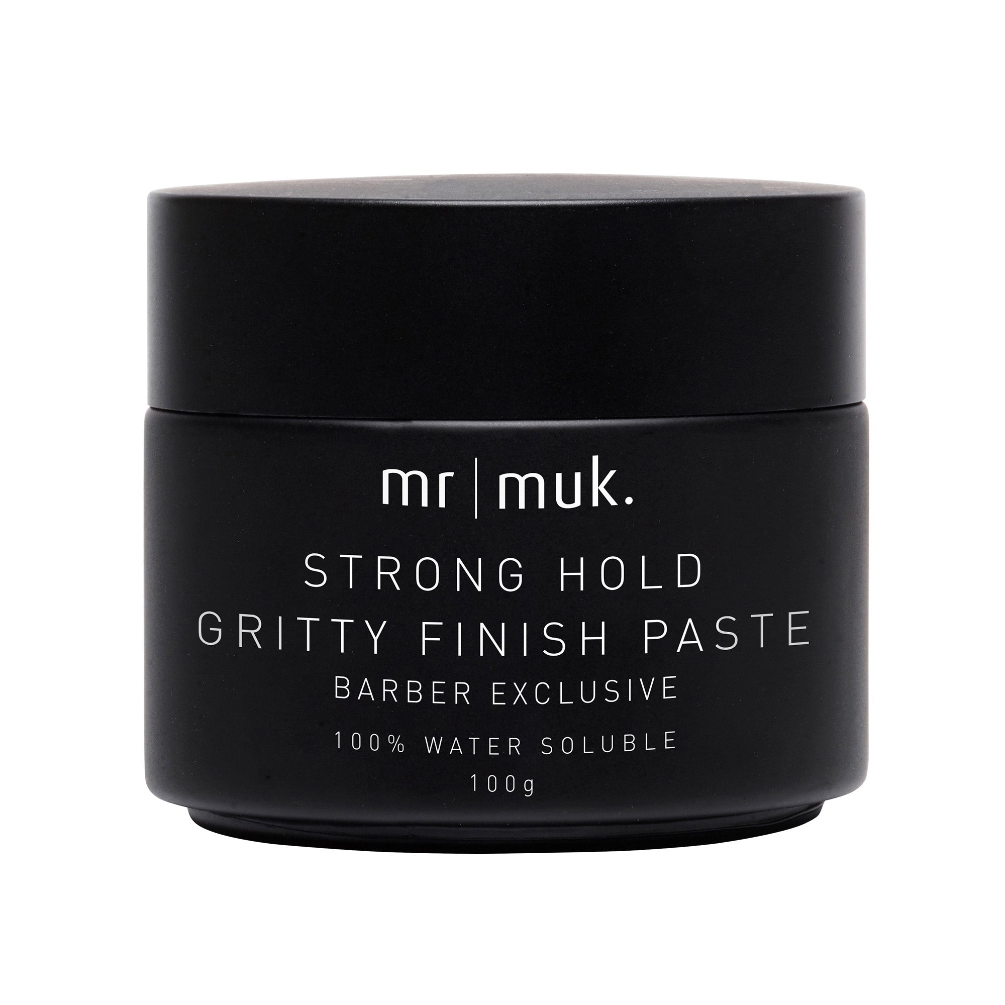 Mr Muk Strong Hold Gritty Finish Paste is a strong hold finishing paste with grit galore ideal for creating and reworking roughed up styles without any flaking. 