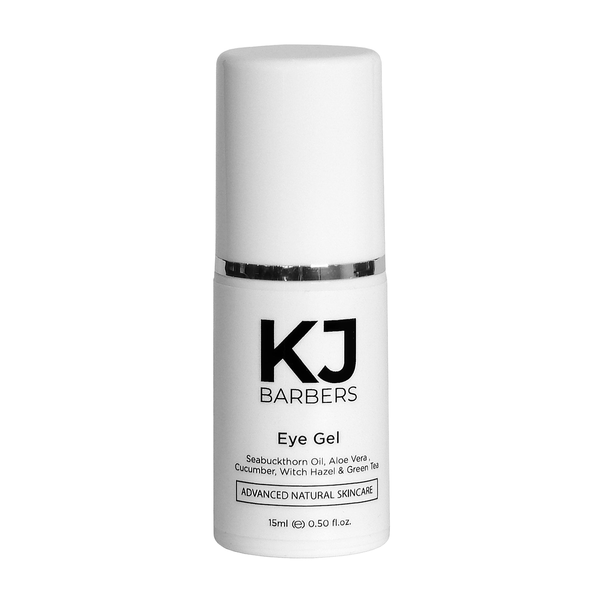 KJ Barbers Eye Gel uses aloe vera and cucumber oil to sooth and moisturise the skin, diminishing the appearance of eye bags.