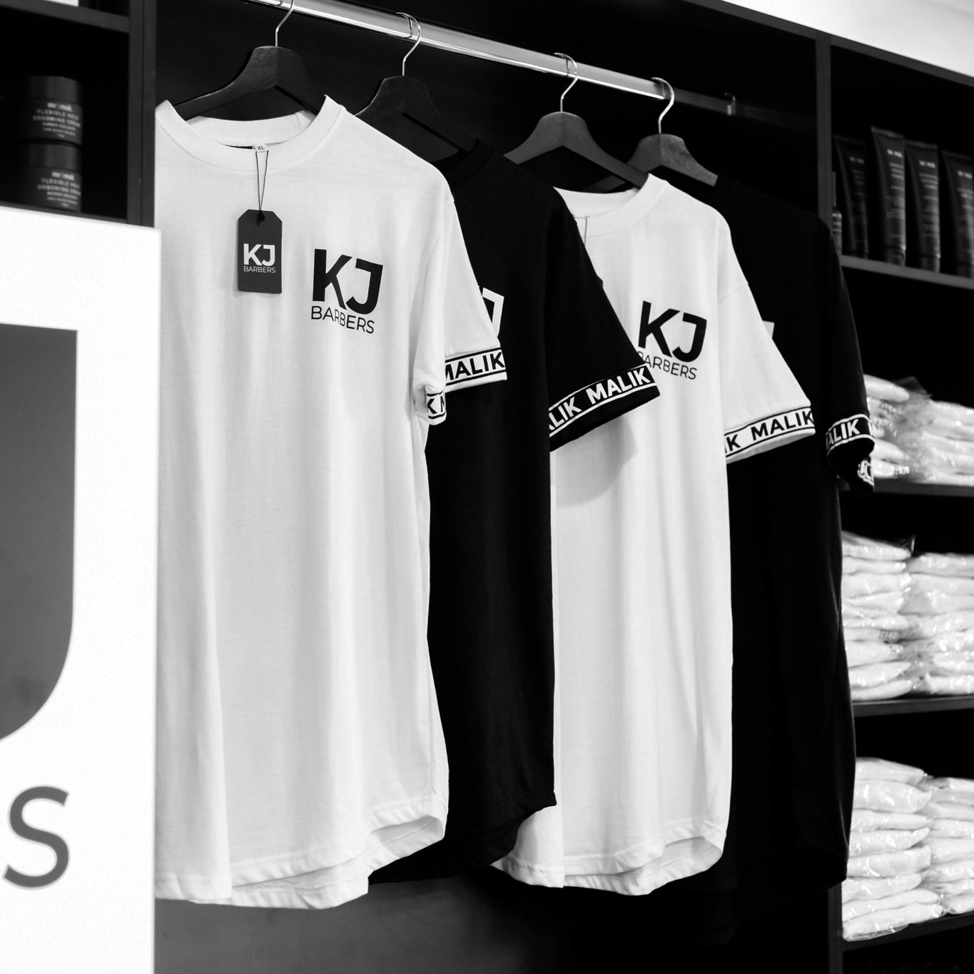 KJ Barbers x Malik Slim Fitting Tee in Black